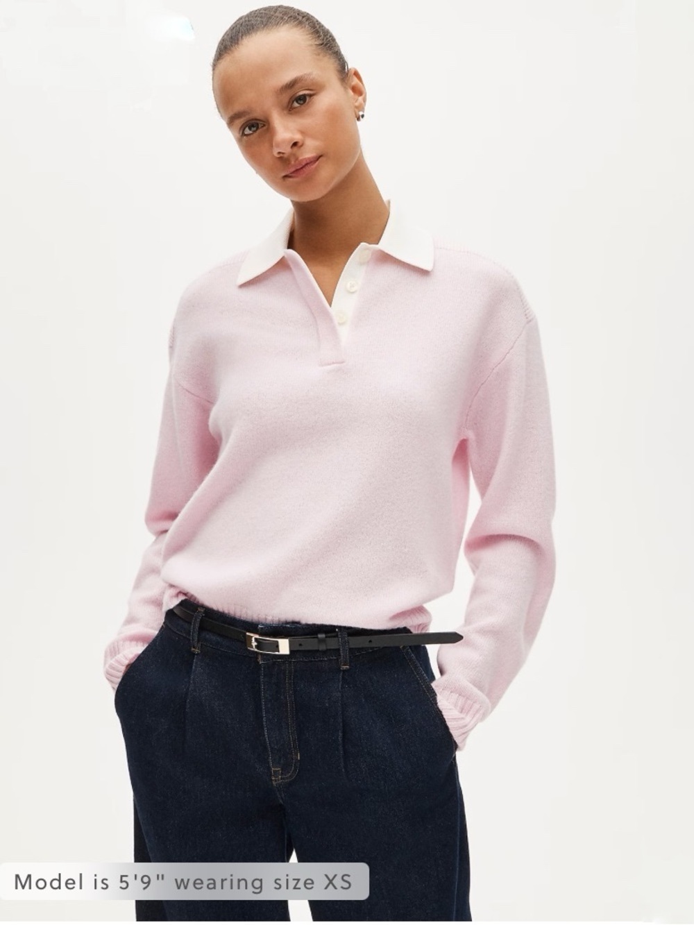 J. Crew Relaxed Sweater Polo in Vintage Wool Light Pink S $128 NWT